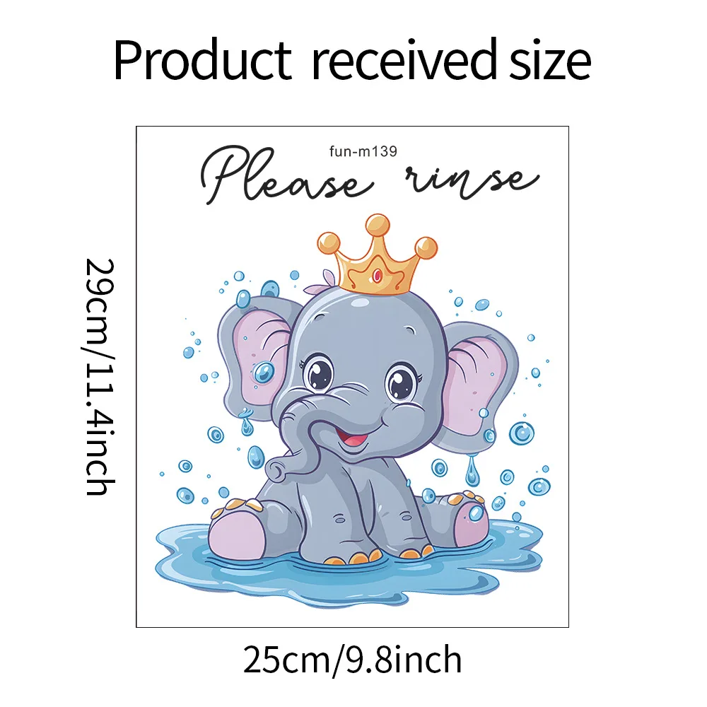 1pcs Cartoon Small Elephant Spray Combination Toilet Paste Bathroom Bathroom Home Beautification Wall Sticker PVC Material