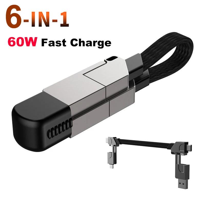 6in1MultiFastChargingCableKeychainPDforAppleiPhoneLightning
