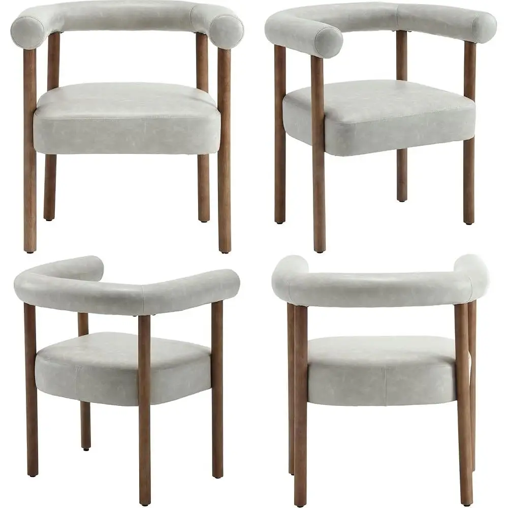 Set of 2 Modern Barrel Dining Chairs Comfortable Upholstered Armrest Accent Chair Dining Living Room Furniture 6