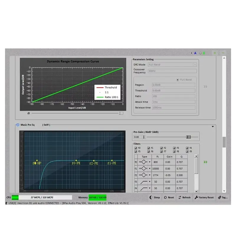 신기술 클래스 D 데스크탑 BRU5 TPA3244 2X100w 블루투스 앰프 모듈 2.0 스테레오 고출력 DSP PC UI 제어 실시간 리얼타임