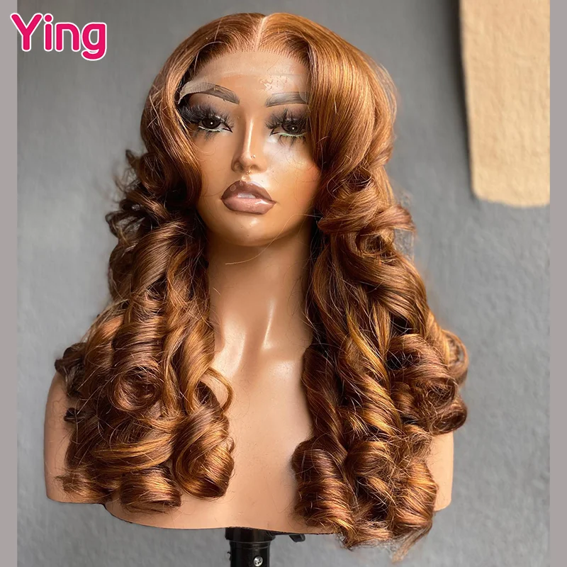 Ying Hair Body Wave 200% 13x6 Lace Frontal Wig Ginger Brown 12A Remy 13x4 Lace Front Wig PrePlucked 4x4 Transparent Lace Wig