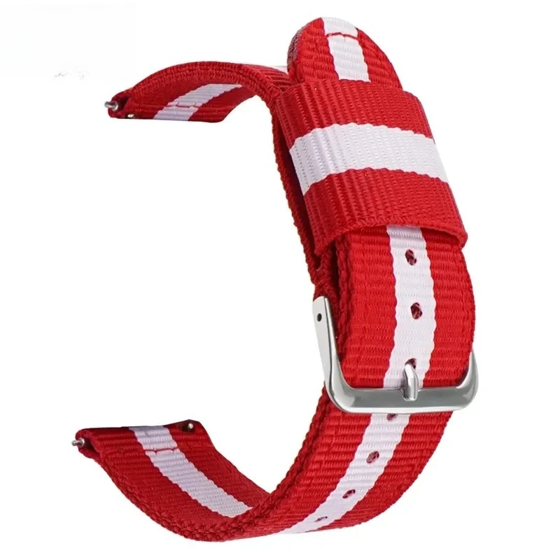 Universal Striped Nylon Canvas Watch Strap with Quick Release - Unisex, Multiple Sizes
