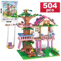 Dream City Friendship Tree House Princess Castle Building Blocks Street View Girls Series Gifts House Bricks Assembled Toys Kid 1