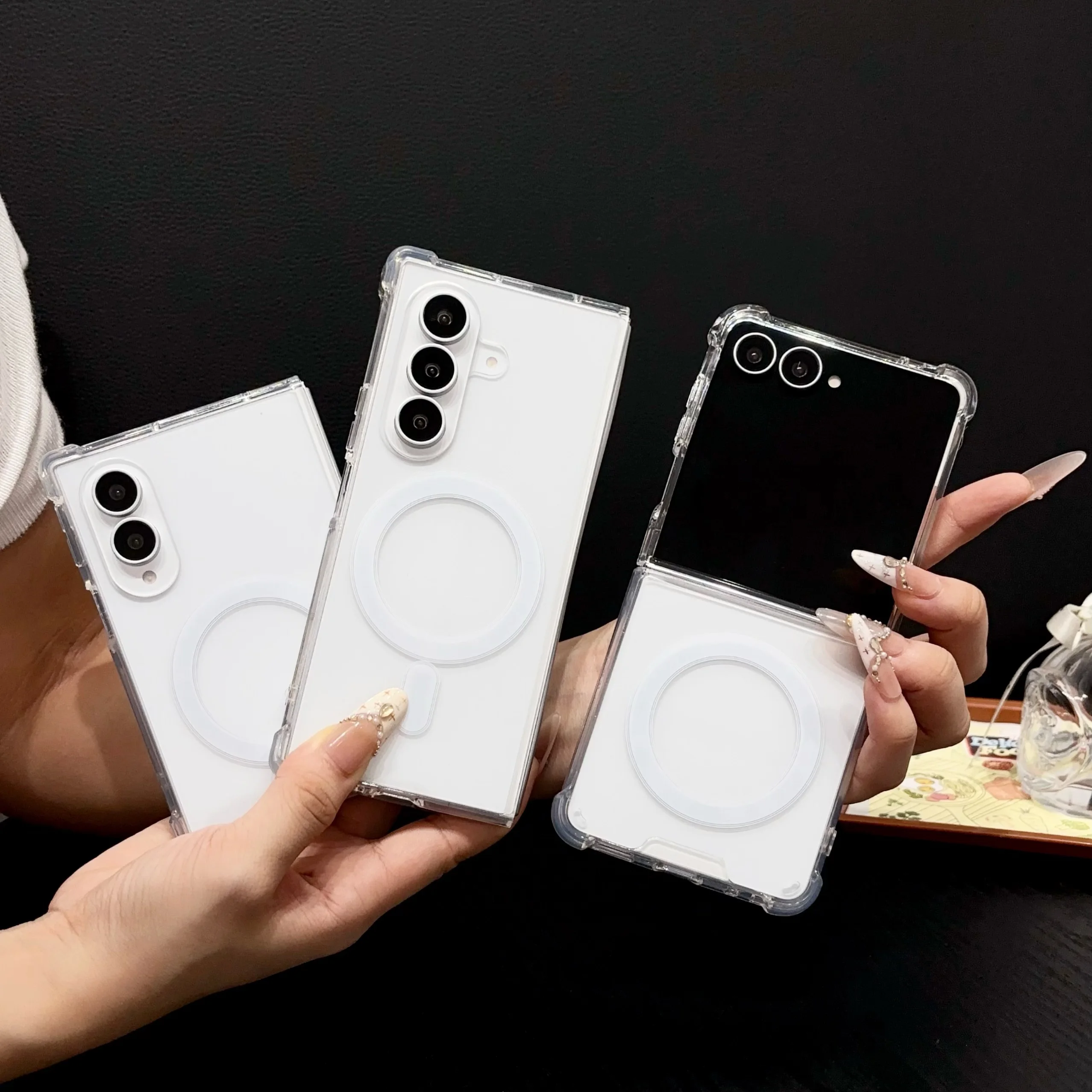 Shockproof Airbags Magnetic Clear Acrylic Phone Case with MagSafe Cover