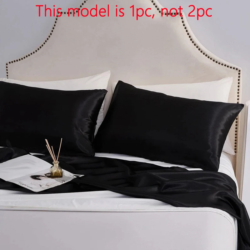 1 Piece Of Satin Solid Color Pillowcase, Bedroom Pocket Sealed Soft Pillowcase, Bedding 3
