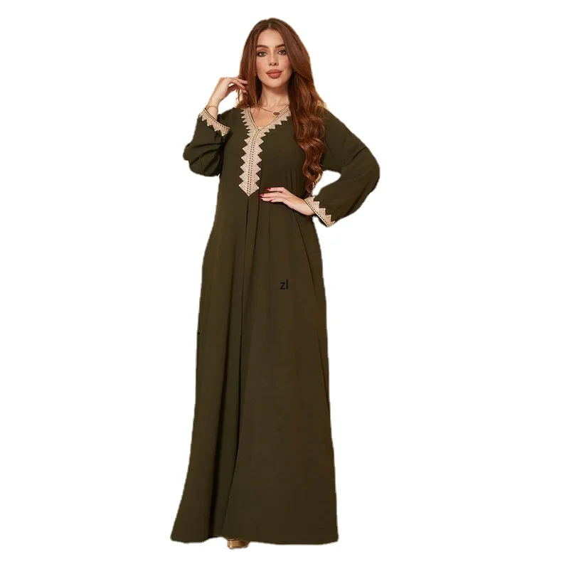 IKADEX Muslim Abaya Dress For Women - Pakistani Kaftan Robe + Hijab, Light Green, One Size, Islamic Prayer & Dubai Outfit - View #3