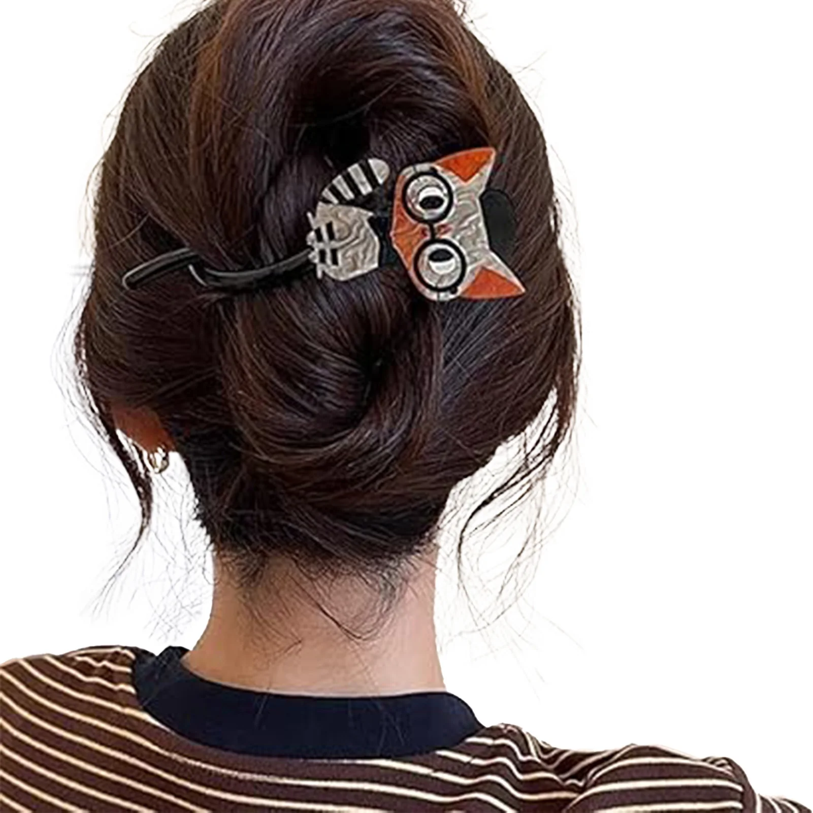Cartoon Katze Form Haarspangen Kreative Vintage Nette Greifer Für Frauen Mädchen Student Pan Haar Niedrigen Pferdeschwanz Feste Twist Clip 1pc – Detail 5