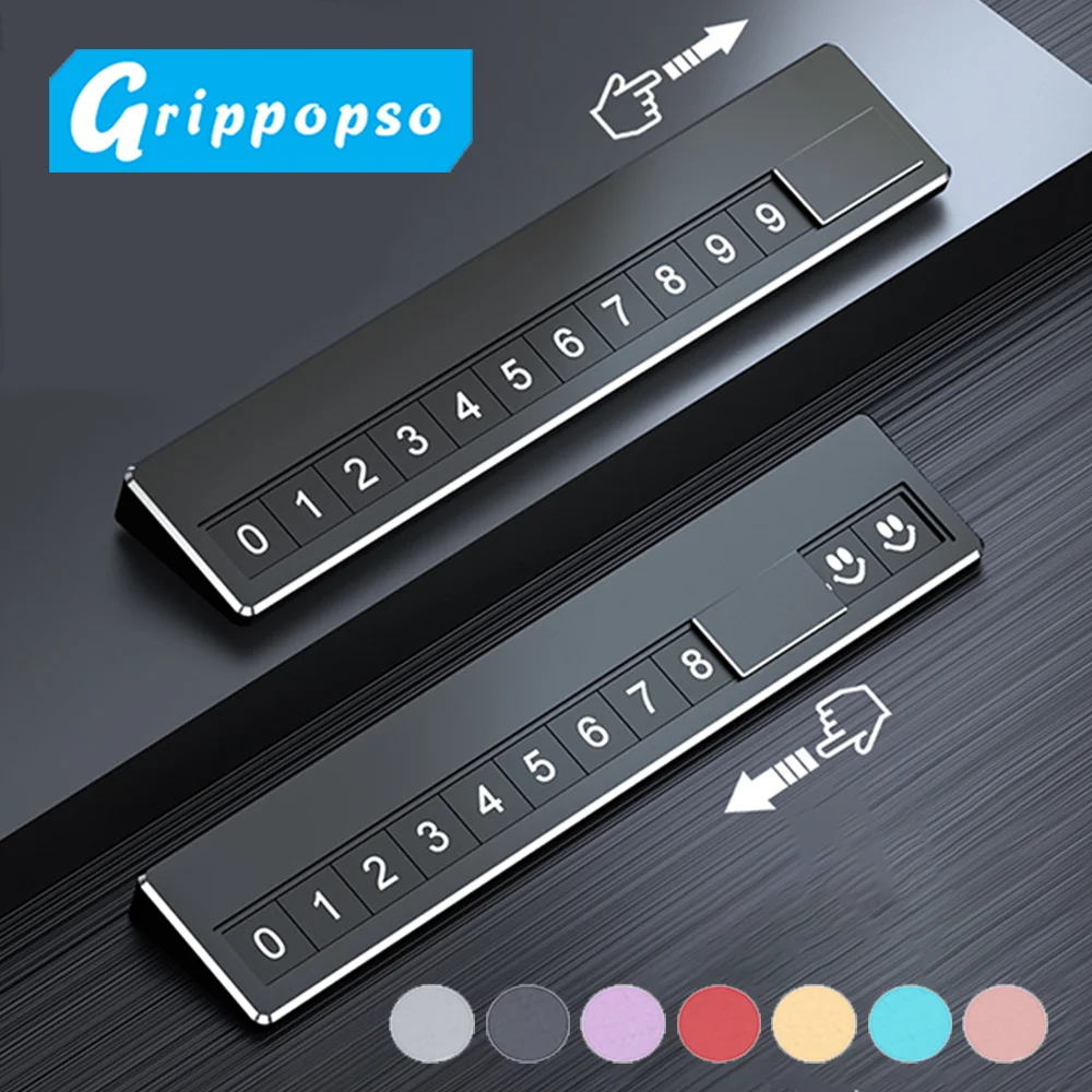 Grippopso 알루미늄 합금 임시 자동차 주차 카드 전화 번호 자동차 전화 홀더 플레이트 6 세트 번호 자동차 액세서리