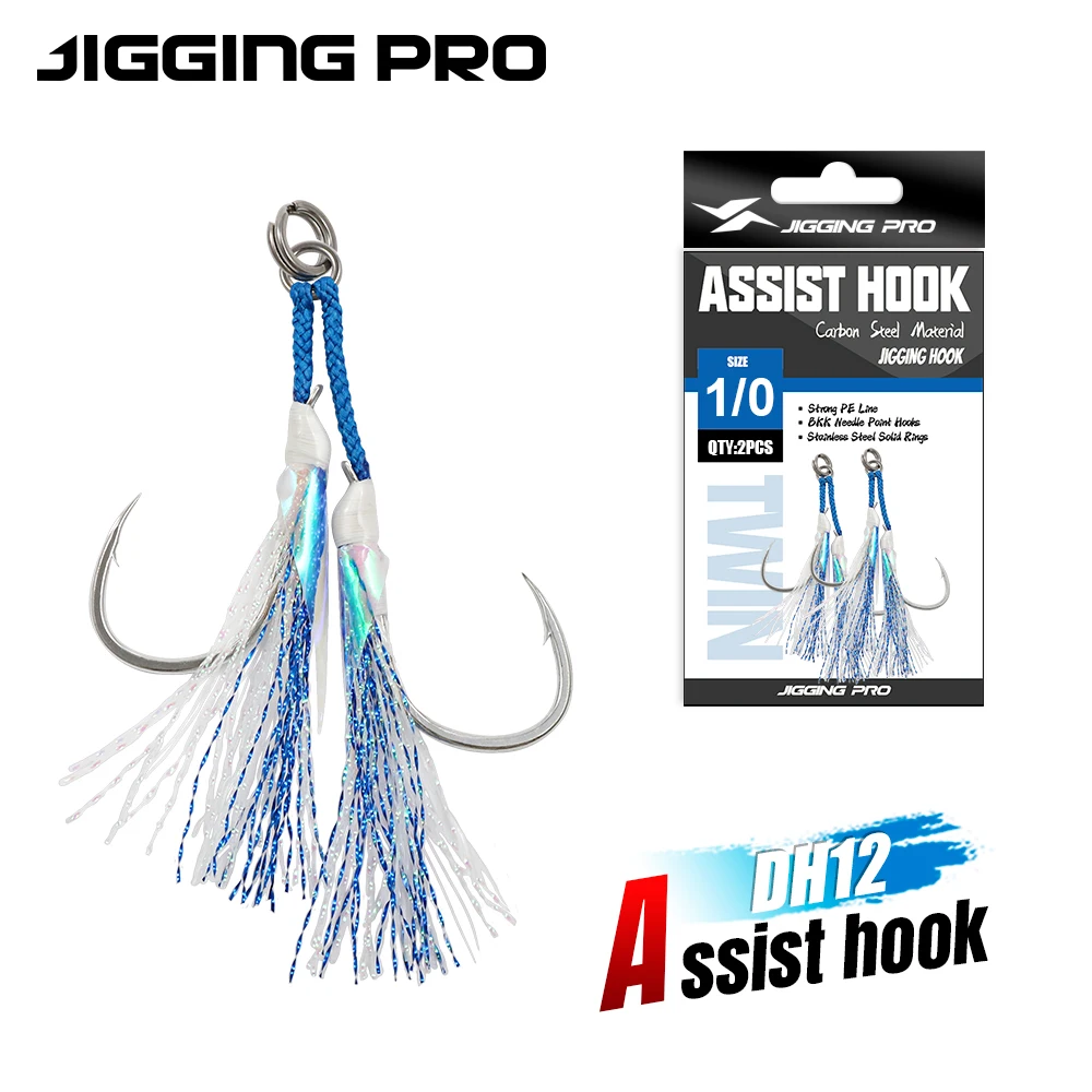 Hameçons doubles assistés JIGGING PRO pour jigging en mer - modèles 1/0 à 4/0 haute résistance
