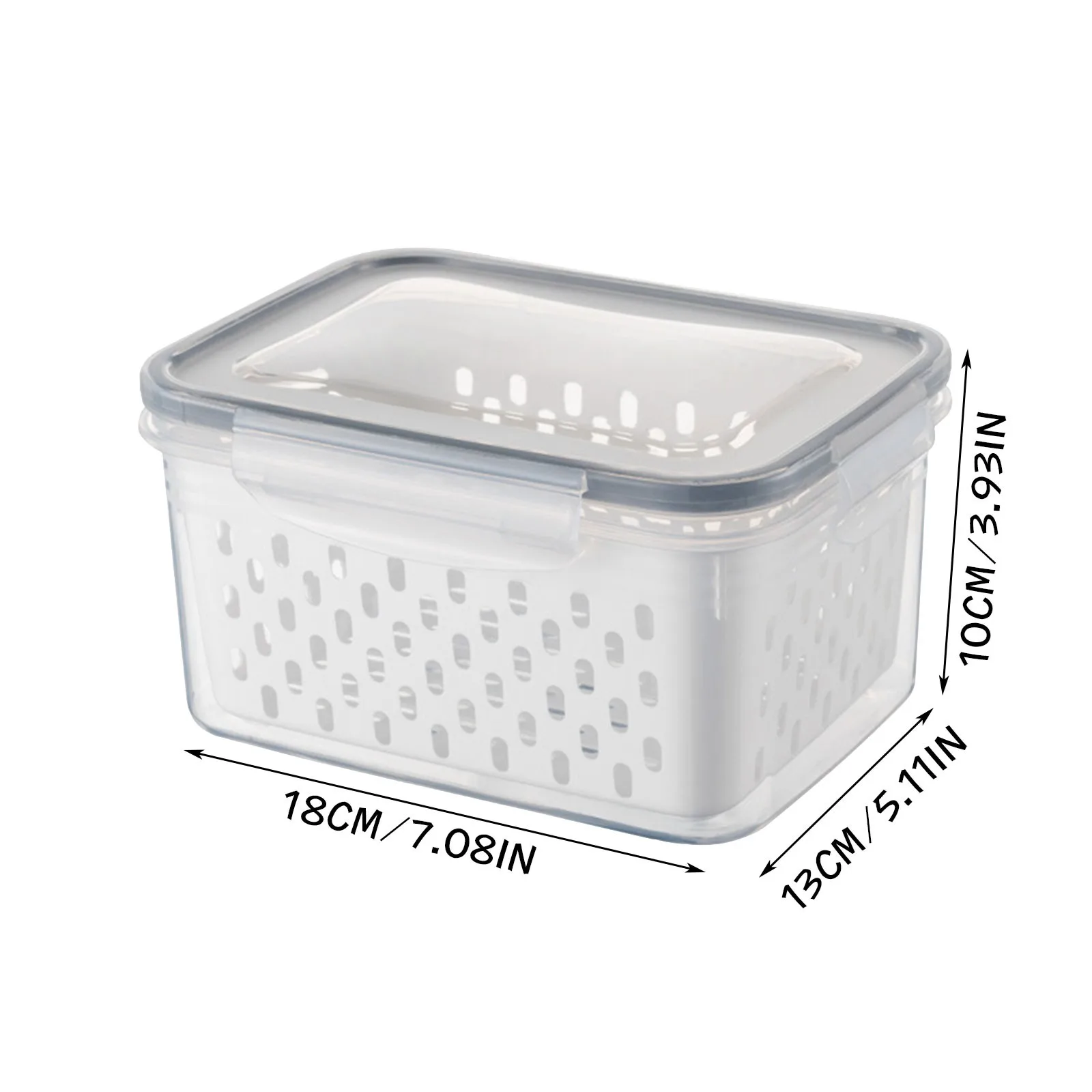 Caja de almacenamiento para refrigerador de 1 piezas, organizador de drenaje de cocina fresca, cesta de almacenamiento de verduras, cajas con tapa para frutas - Imagen 6