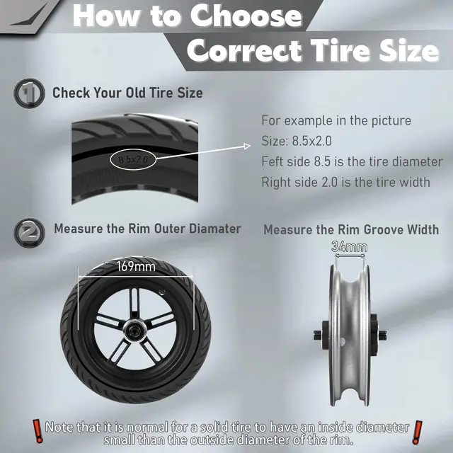 1pcs 8.5x2.0 Scooter Tire, Fits 50/75-6.1 8 1/2x2 Original Tire, For Xiaomi m365/pro Aovopro ES80 Gotrax GXL V2 Electric Scooter 4