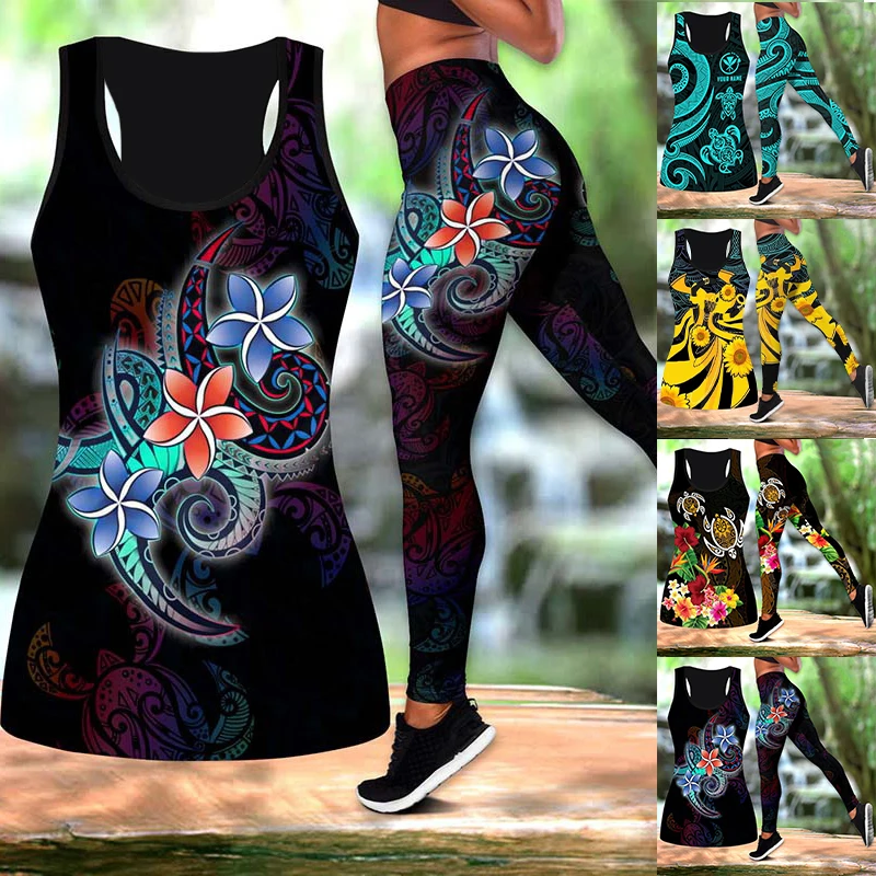Girasole Africa Dea Tank Top E Legging 3D Stampato Attillato All'Anca Da Donna Slim Art Combo Tank Top Tuta Legging Xs-8Xl