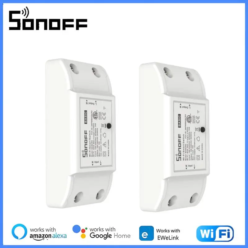 

SONOFF Basic R2 1-10 шт., умный Wi-Fi настенный выключатель, беспроводной пульт дистанционного управления, модули для умного дома Ewelink, поддержка приложения Alexa Google Home