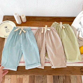 1-6 Age Children's Clothes Summer Striped Casual Trousers Korean Style Fashion Kids Harem Pants Toddler Costume Girl Boy Pant 1