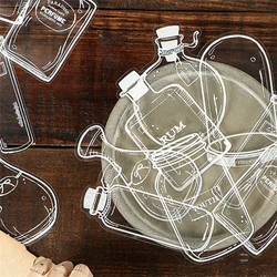 30pcs Transparent Sticker Glass Bottle Self-adhesive PET Stickers for Scrapbook DIY Craft Planners Journal Laptops Stationery