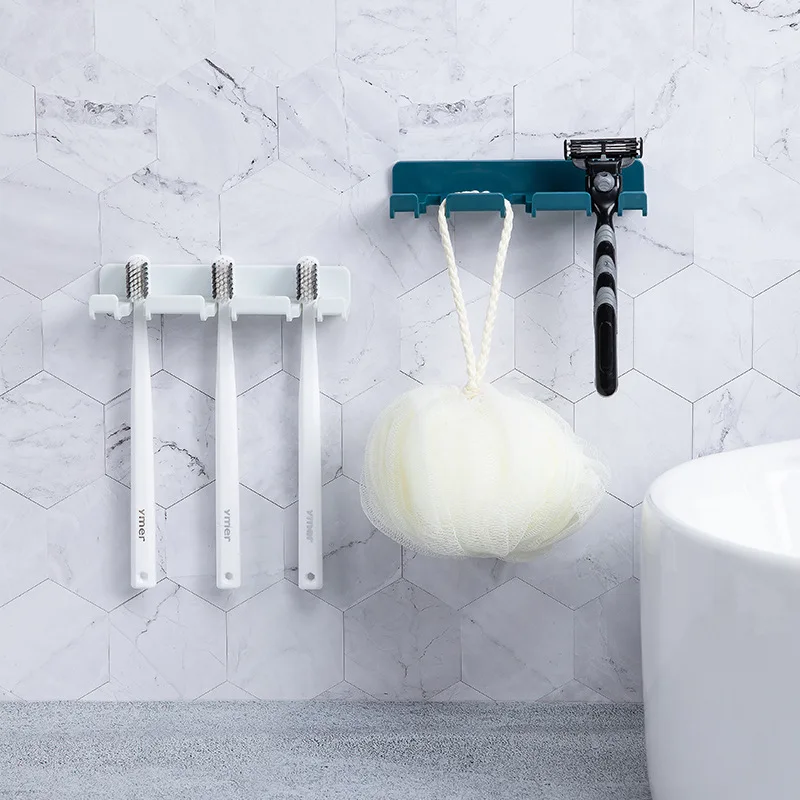 Bathroom Accessories Sets Toothbrush Holder 3 Position Tooth Brush Holder Wall Mount Rack Mobile Phone Stand Plug Storage Rack toothbrush holder