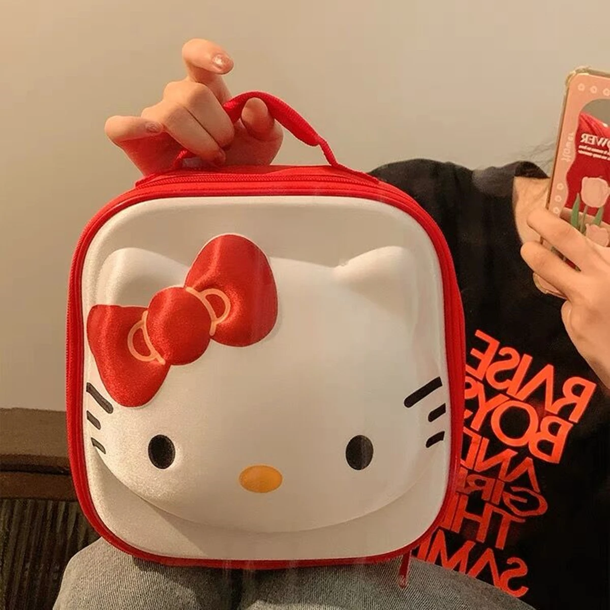 Hello kitty cosmetic bag women Fashion portable Storage bag version simple large capacity