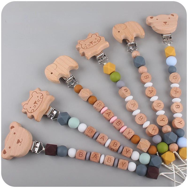 Beech Wood Pacifier Chain Beech Wood Pacifier Clip Handmade