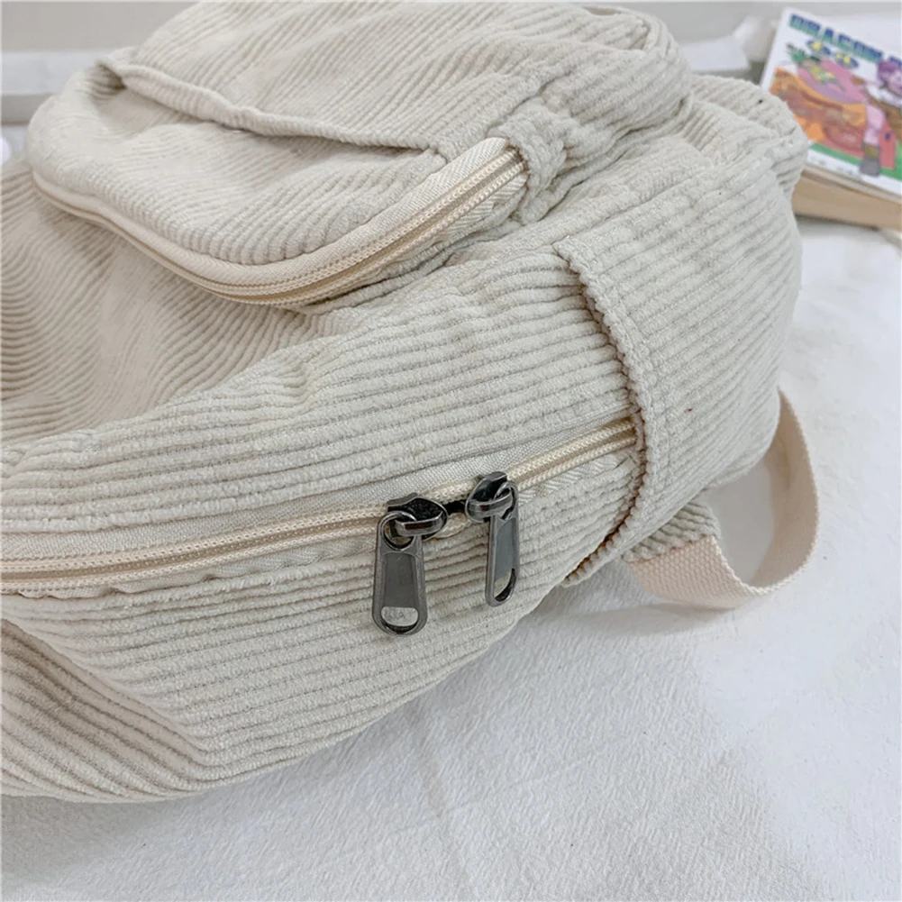 Casual Corduroy Mini Backpack Cross-body Bag Solid Color School Bags Soft Bag Purses and Handbags Simple Female Commuter Handbag 5
