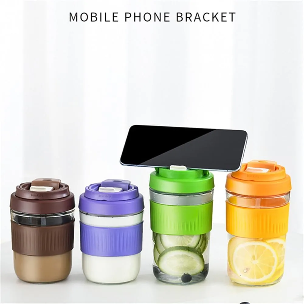 Portable Straw Coffee Cup Children Glass Glass Cup Anti-Scald Sealed Drinking Water Bottle - 500 Ml 20 Portable Straw Coffee Cup Children Glass Glass Cup Anti-Scald Sealed Drinking Water Bottle - 500 Ml