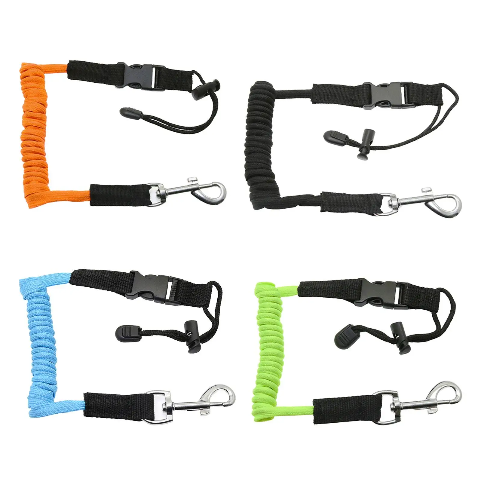 Coiled Lanyard Rope Max Length 140cm Tool Kayak Paddle Leash Stretchable Strap