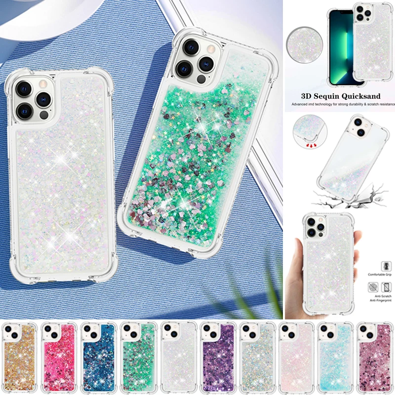 Colorful Sequined Quicksand Anti-Fall Transparent Case