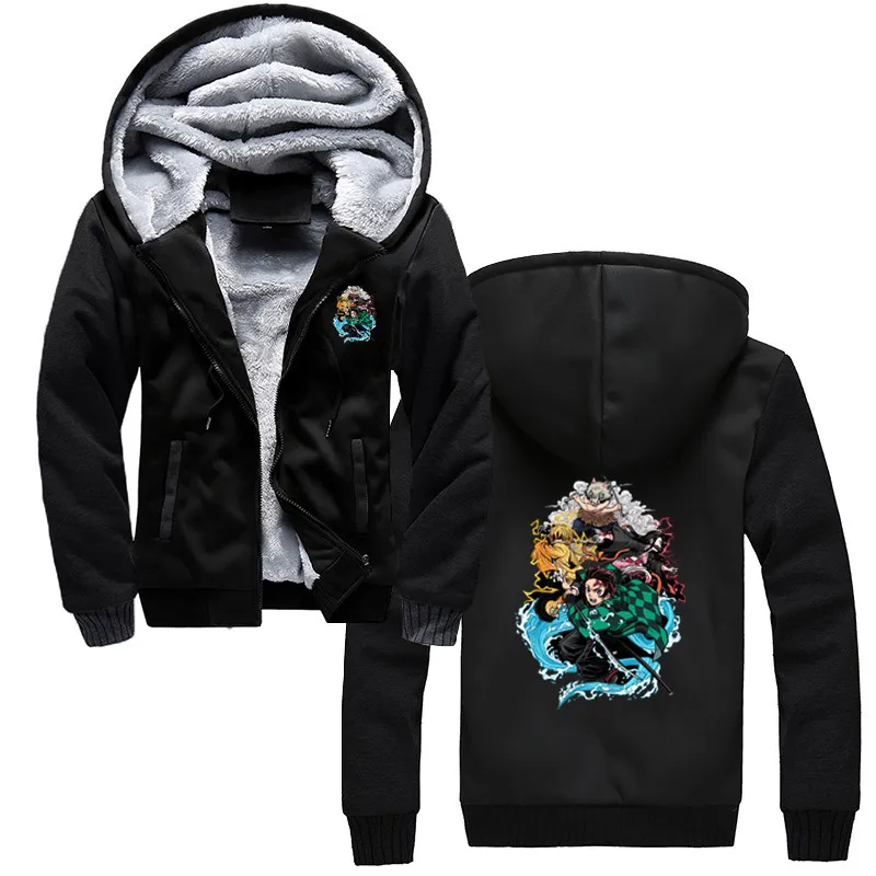 

Demon Slayer Anime Hoodie Design Demon Slayer Kimetsu No Yaiba Cotton Zipper Sweatshirt Men Winter Thicken Clothing Jacket