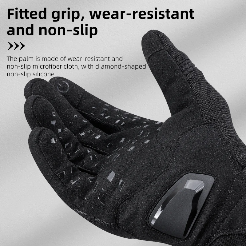 WEST BIKING Winter Cycling Gloves Full Finger Leather Tactical Gloves Touch Screen Sports Protection Motorcycle Bike Gloves 5