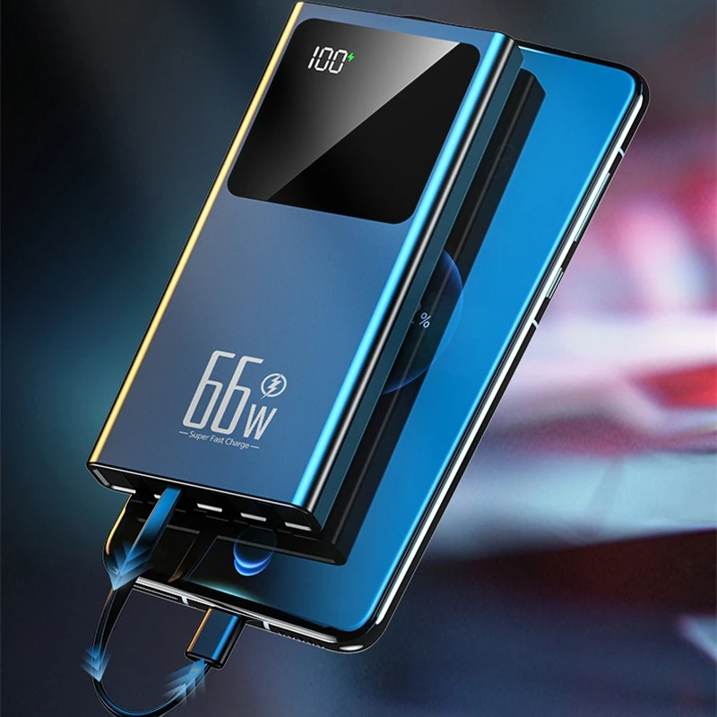 30000mAh Power Bank 66W Super Fast Charging PowerBank for iPhone 16 Samsung Xiaomi Mi Portable Charger Built in Cable Poverbank 2