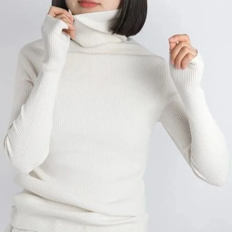 

Women heaps collar Turtleneck Sweaters Autumn Winter Slim Pullover Women Basic Tops Casual Soft Knit Sweater Soft Warm Jumper