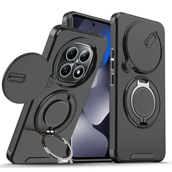 New Armor Case with Slide Lens Protection and Magnetic Ring Holder for Vivo X300 (LK- black)