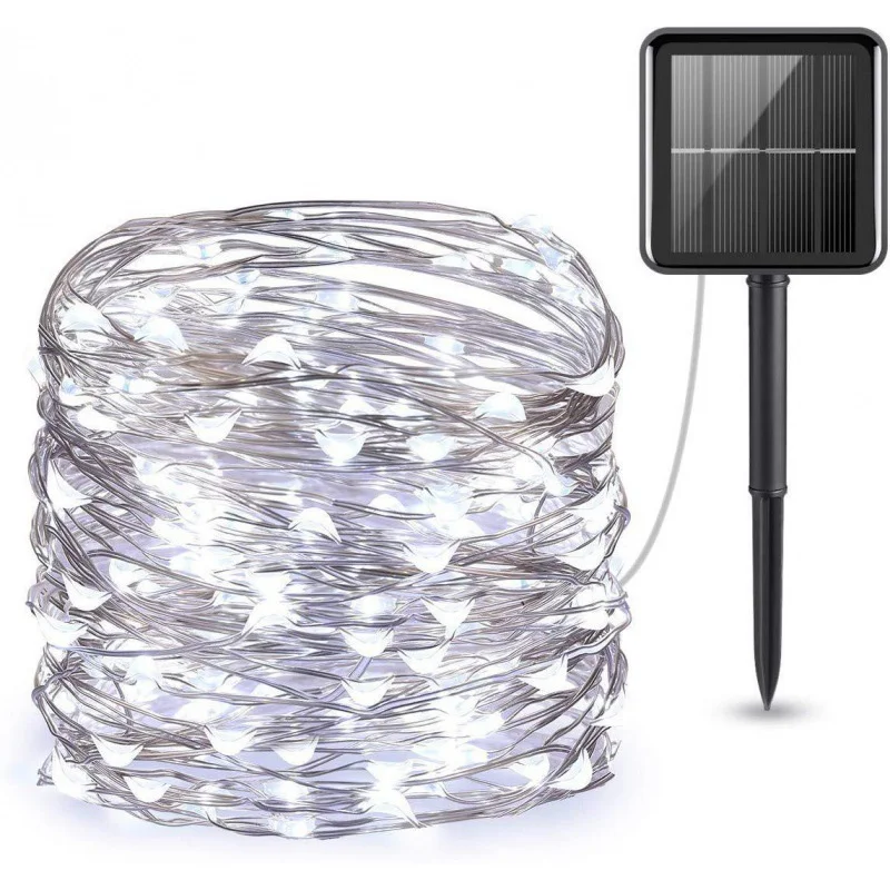 Waterproof Outdoor Solar LED Fairy String Lights - Twinkling Copper Wire for Parties & Garden Decor