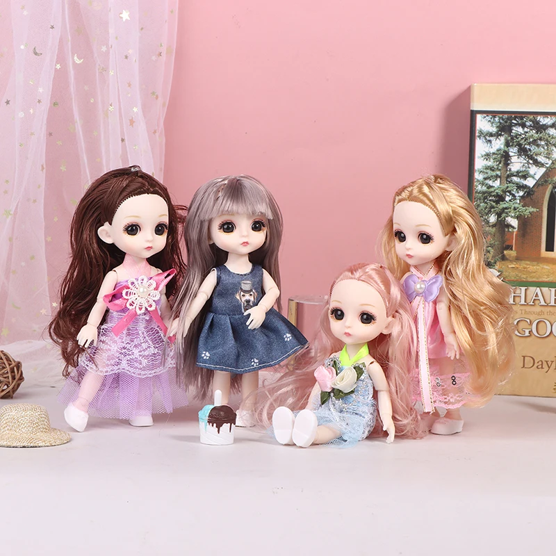 

New 17 Cm BJD Mini Doll 13 Movable Joint Girl Baby Beautiful DIY Toy Doll With Clothes Dress Up 1/12 Fashion Doll's Clothes Prop