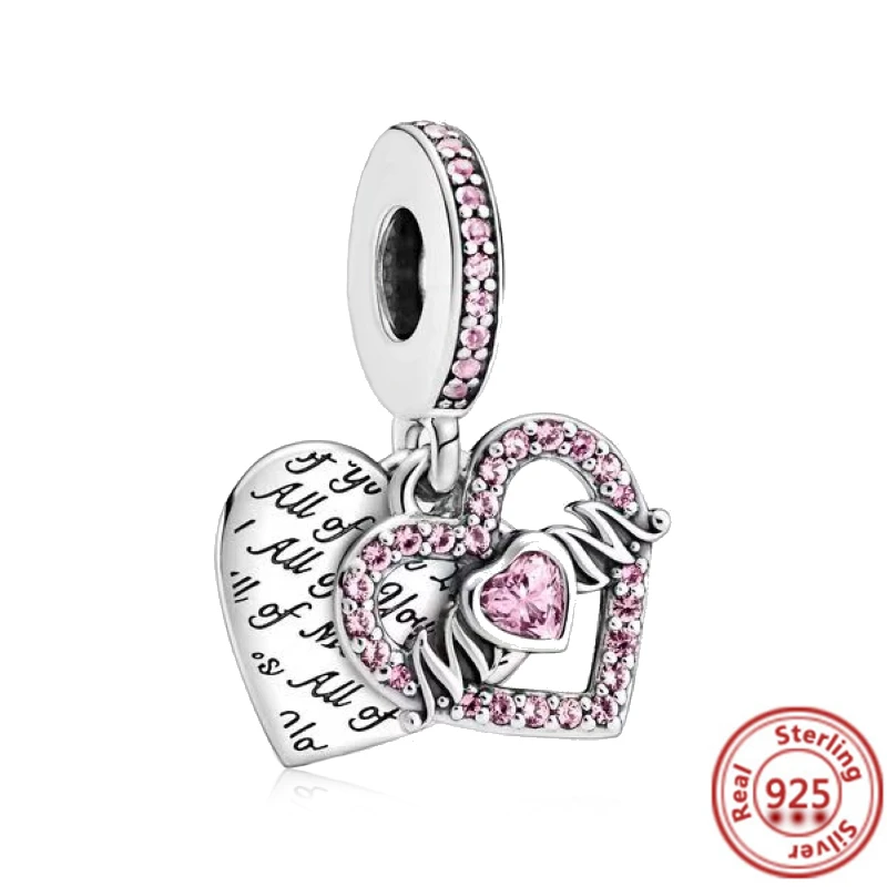 100% 925 Sterling Silver Forever Family Love Mom DIY Beads Fit Original Pantaro Charms Bracelet Mother's Day Gifts Women Jewelry 2
