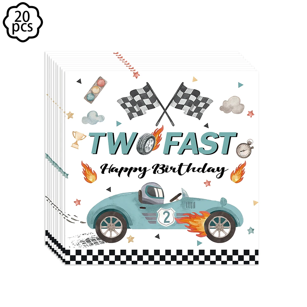Boys Race Car Two Fast 2th Birthday Party Decoration Banner Balloon Two Fast Racing Wheel Disposable Tableware cup plate Balloon