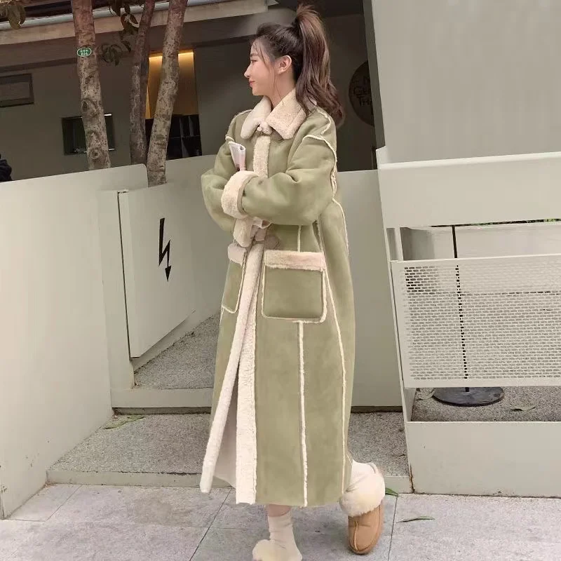 Fashion 2022 Winter Women High Quality Fur Coat Loose Lapel Thick Warm Plush Stylish Cashmere Casual Streetwear Lamb Wool Coat