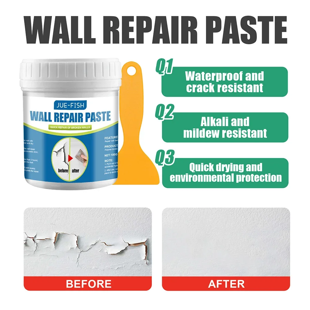 Ceramic Repair Agent 100g Multipurpose Strong Adhesion Professional Adhesive Repair Agent with Scraper for Bathroom Wall Floor