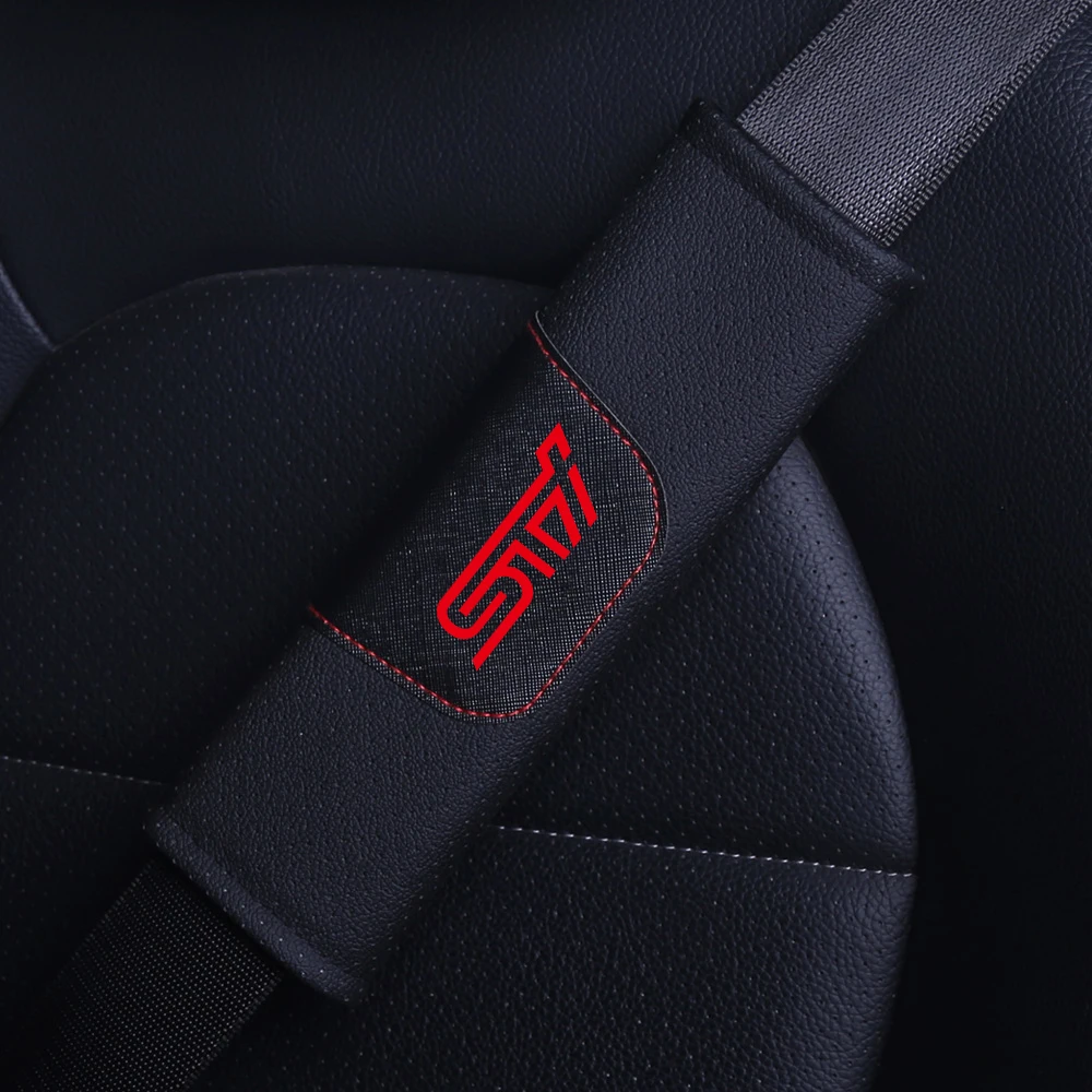 1piece Leather Car Seat Belt Shoulder Pad For Subaru STI OUTBACK WRV BRZ XV Impreza Forester Legacy Ascent safety belt shoulder guard