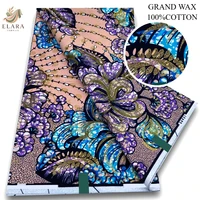 Tissu Wax Africain Super Grand Rose 6 Yards, Pagne Flash, Imprimé Glamour, Batik, Tissu Ankara, Wax Pailleté, Matière Coton Doré pour Uniforme 1