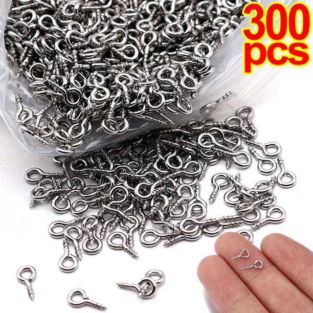 300Pcs Gold Stainless Steel Eye Pins Screw Hooks Eyepins for