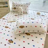 1pc White Bottom Heart Love Patterned Fitted Sheet,Matte Bedsheet, Bedroom Printed Bedspread, Bedding (Excluding Pillowcase) 3