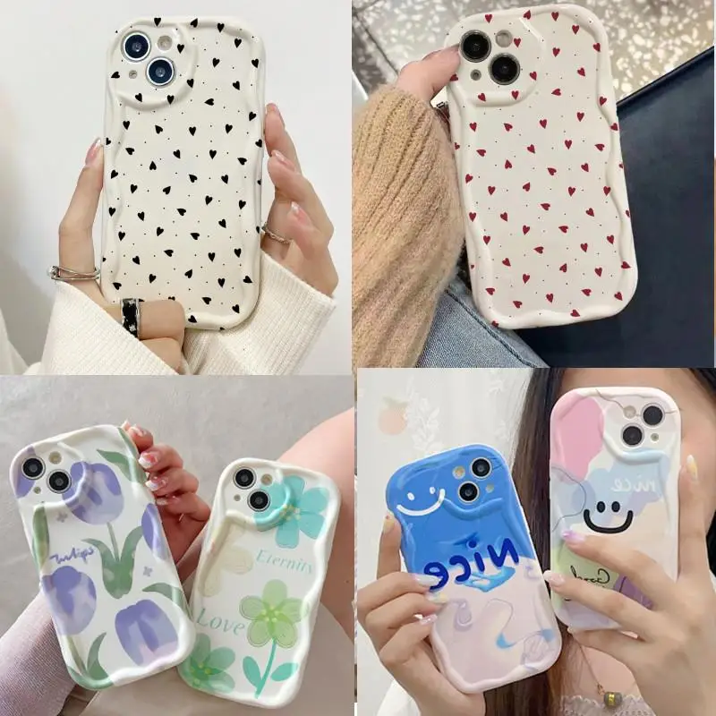 Custodia Love Heart per Huawei P30 Mate 30 40 Pro P40 Nova 9 SE 10 SE 11 5T 7 Pro Flower Curly Wave custodia antiurto in Silicone morbido  202192403