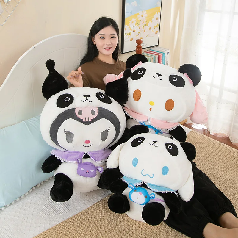 Sanrio My Melody Transform In A Panda Throw Pillow Peluche Farcito Kawaii Doll Toys Bambole Di Pezza Morbide Per I Regali Di Compleanno Dei Bambini