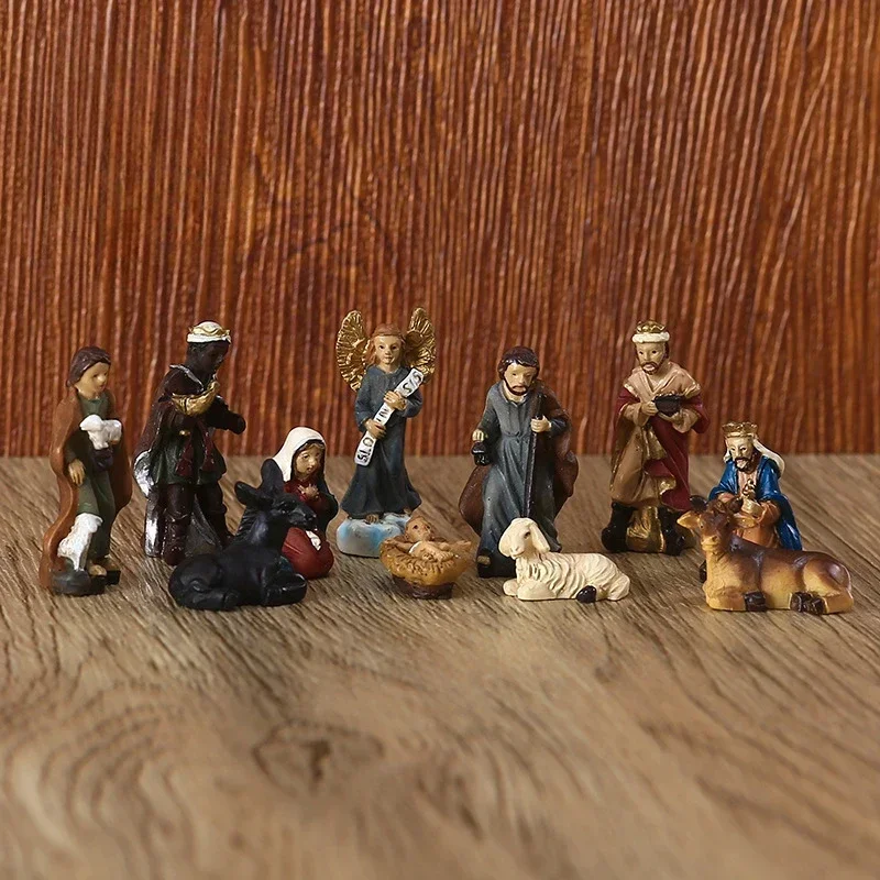 

Set of 11 Nativity Figurines Real Life Nativity Religious Baby Jesus Holy Family Christmas Nativity Scene Accessory Figurines