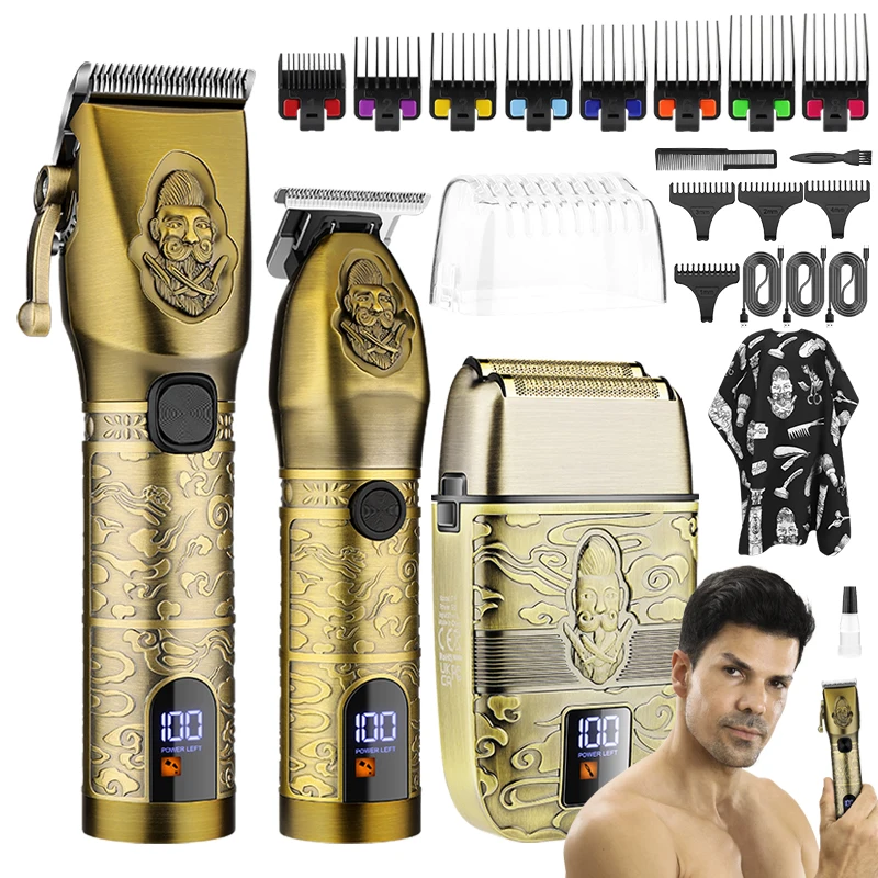Resuxi-retro Cabelo Elétrico Clipper Grupo Corpo de Metal Cabeça de Óleo Empurrando Corte Escultura Barbear Novo Pcs
