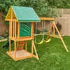 Wooden Swing Set pre-treated with a water-based stain that includes UV and mold protection to hold up against the elements 5