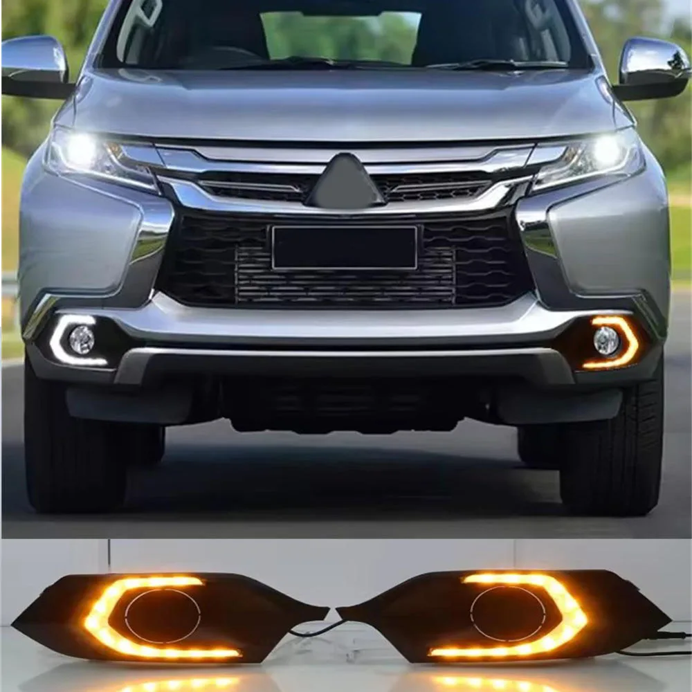 

For Mitsubishi Pajero 2015 2016 2017 DRL Daytime Running Light Car LED Fog Lamp with Turn Signal Fog Lamp Front Light