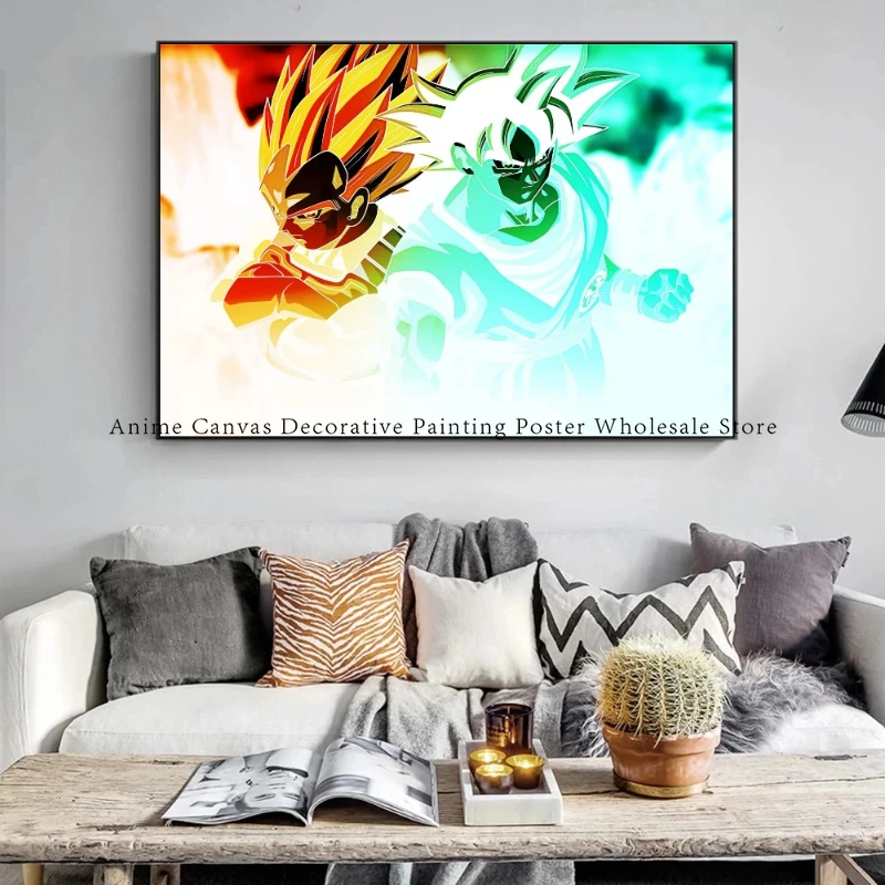 

Japanese Bandai Anime Surrounding Dragon Ball Poster Super Saiyan Goku Vegeta Canvas Painting Picture Art Poster Birthday Gift