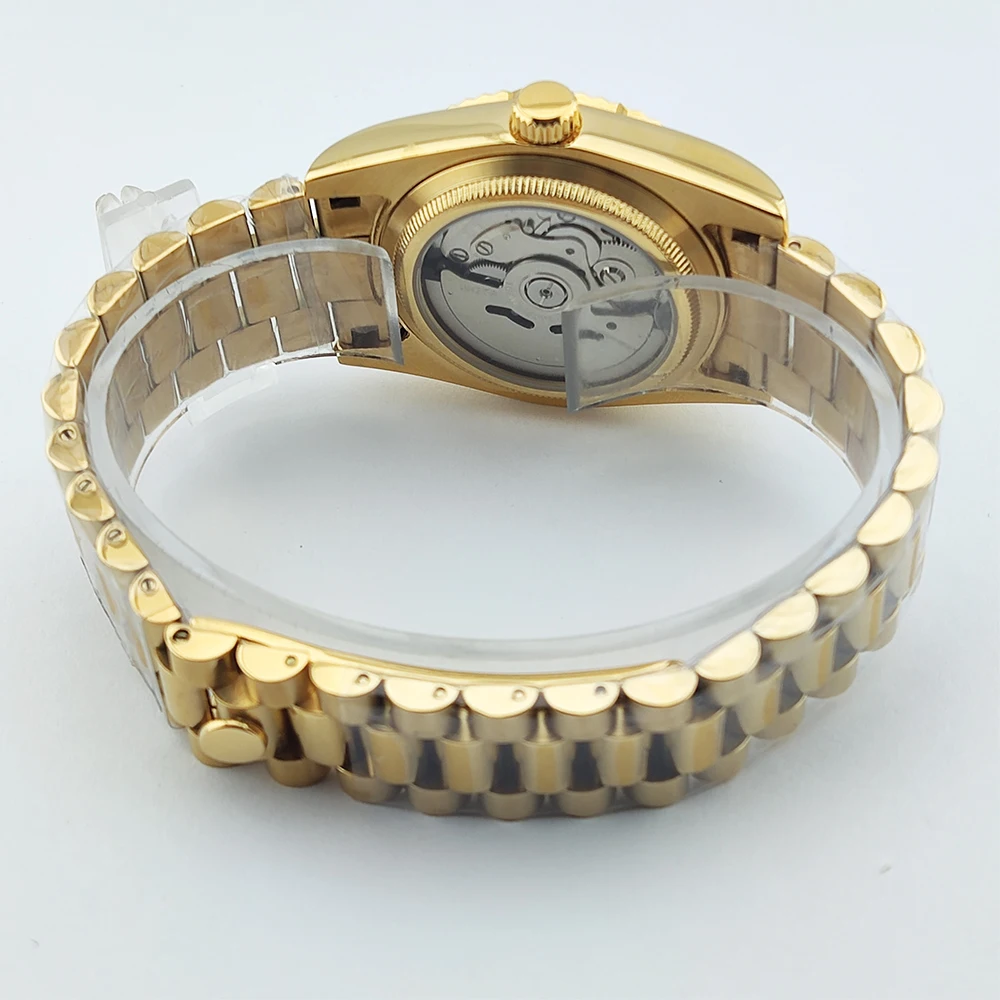 Gold Men Watch Who cares i'm already late Watch No gold Text Sapphire Glass Stainless Steel nh35 Movement Waterproof