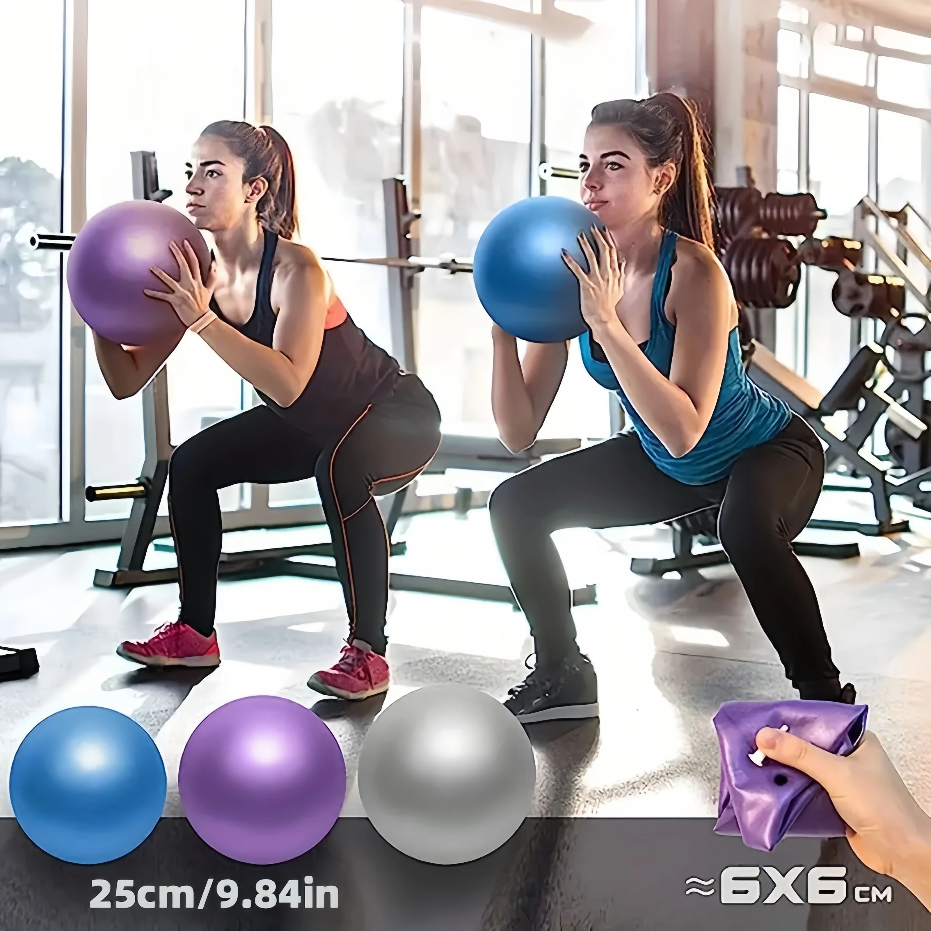 Yoga Pilates Circle Gym Set Solid Color PP Stretching and Core Training Equipment with Yoga Ball Fitness Tool for Scu 2 Piece yoga circle,pilates ring